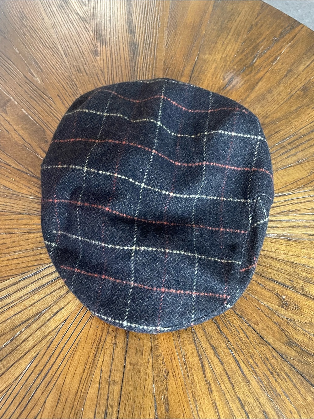 Brown Plaid Newsboy Cap with Tan & Rust Windowpane